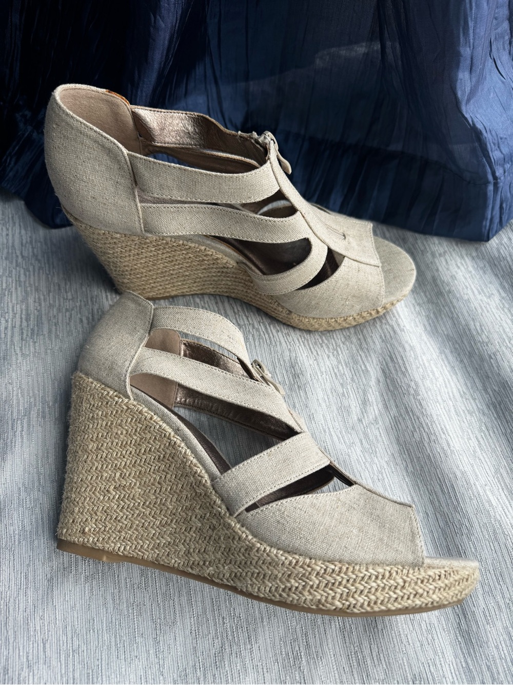 Women's Beige Espadrille Wedge Sandals